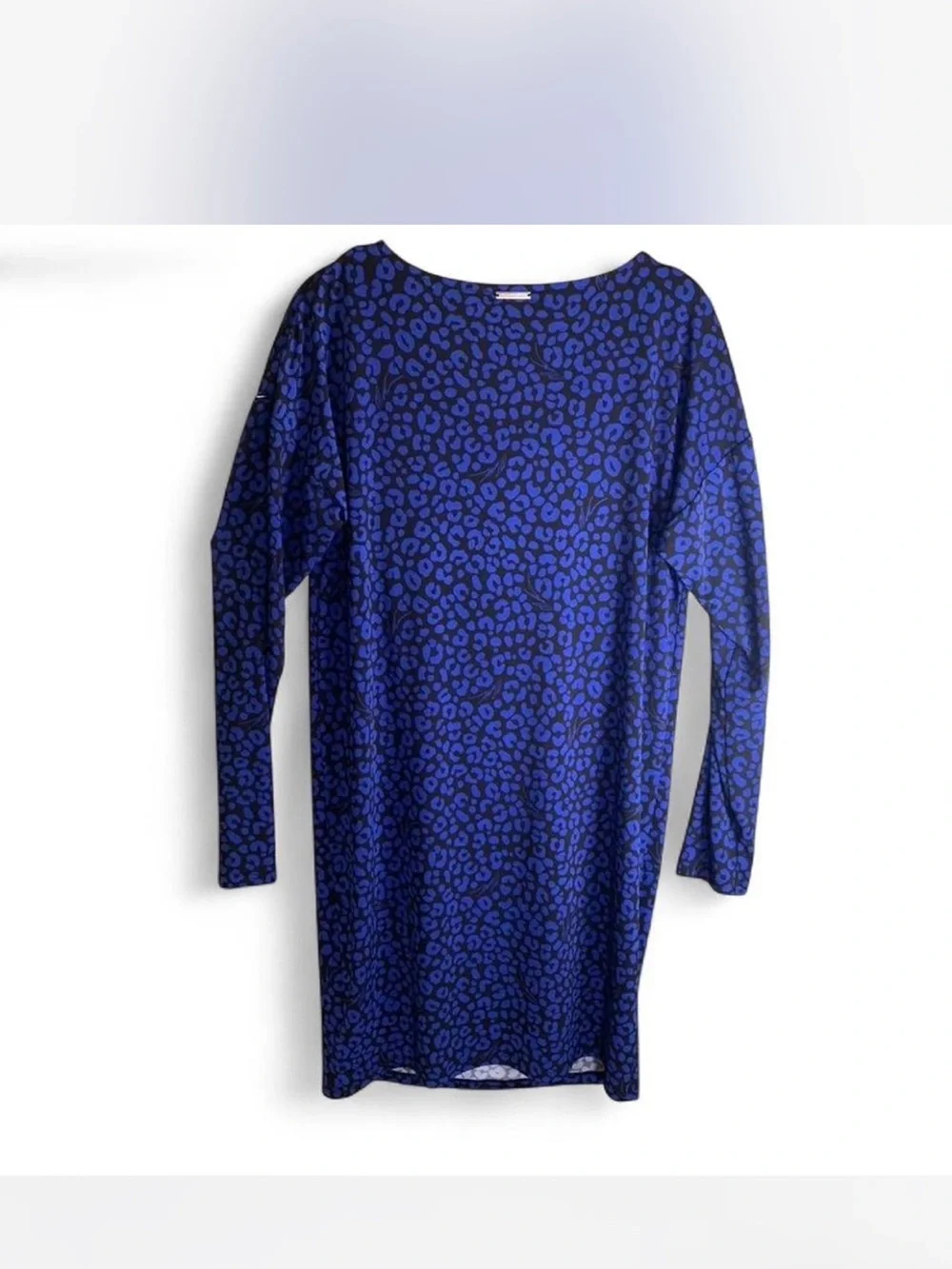 Wild Michael Kors Blue and Black Leopard-Print Cowl Neck Dress size S